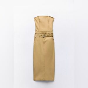 Zara Tan Strapless Sheath Dress Cocktail